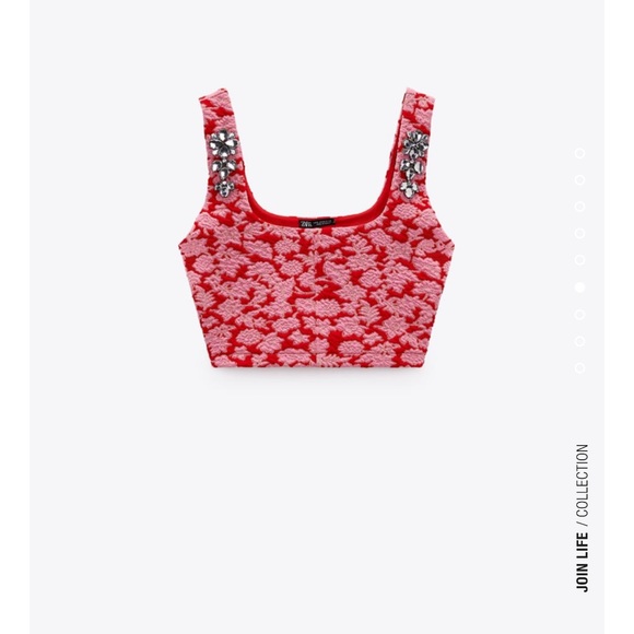 Zara Tops - ZARA BLOGGERS FAV JEWEL FLORAL PEBBLE CROPPED TOP